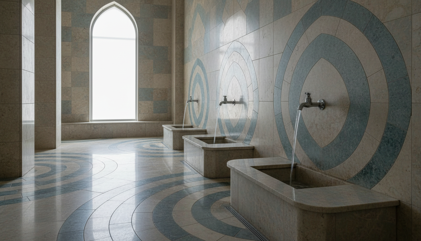 Clean ablution area representing purification in Islam
