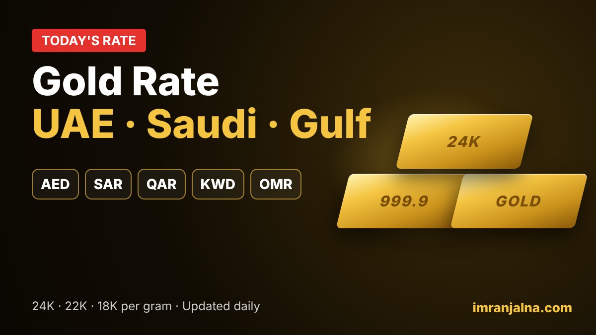 Gold rate today in UAE, Saudi Arabia, Qatar, Kuwait and Oman per gram