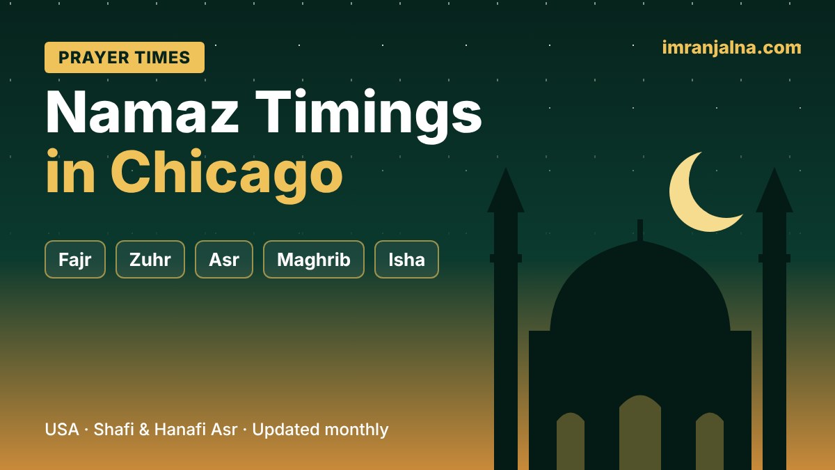 Namaz timings and prayer times in Chicago, USA – Fajr, Zuhr, Asr, Maghrib, Isha