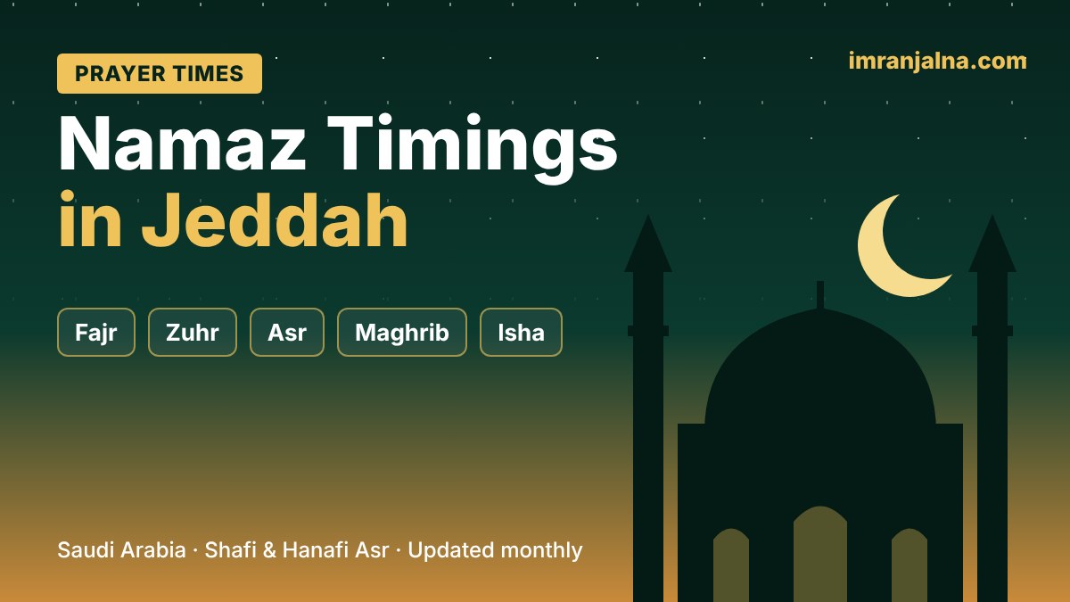 Namaz timings and prayer times in Jeddah, Saudi Arabia – Fajr, Zuhr, Asr, Maghrib, Isha